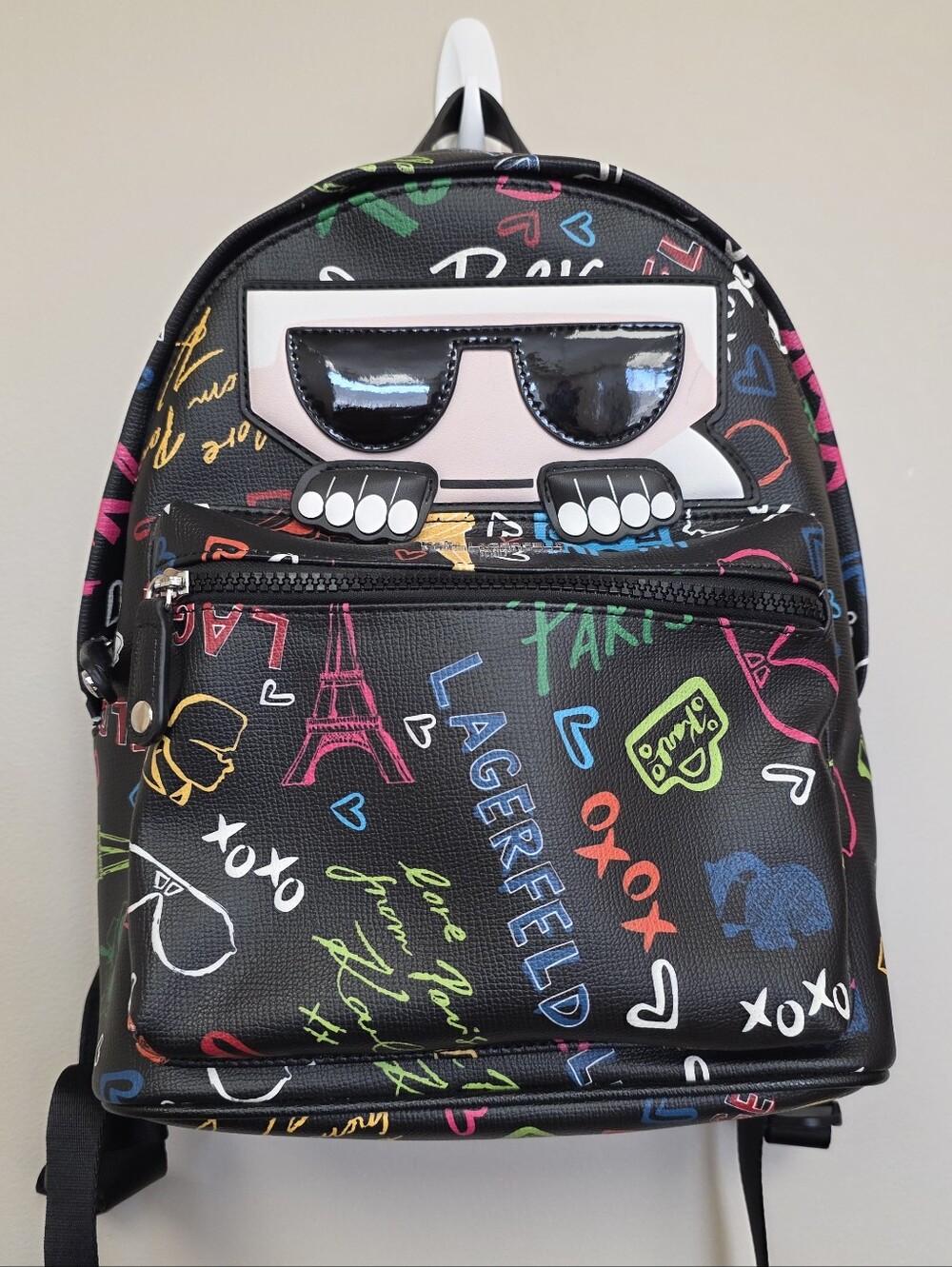 Karl Lagerfeld Black Graffiti Mini Backpack